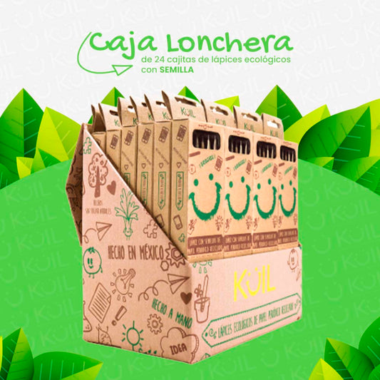 5. Caja Lonchera de 24 cajitas de lápices ecológicos con SEMILLA