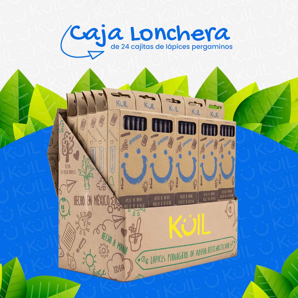 8. Caja Lonchera de 24 cajitas de lápices ecológicos PERGAMINO