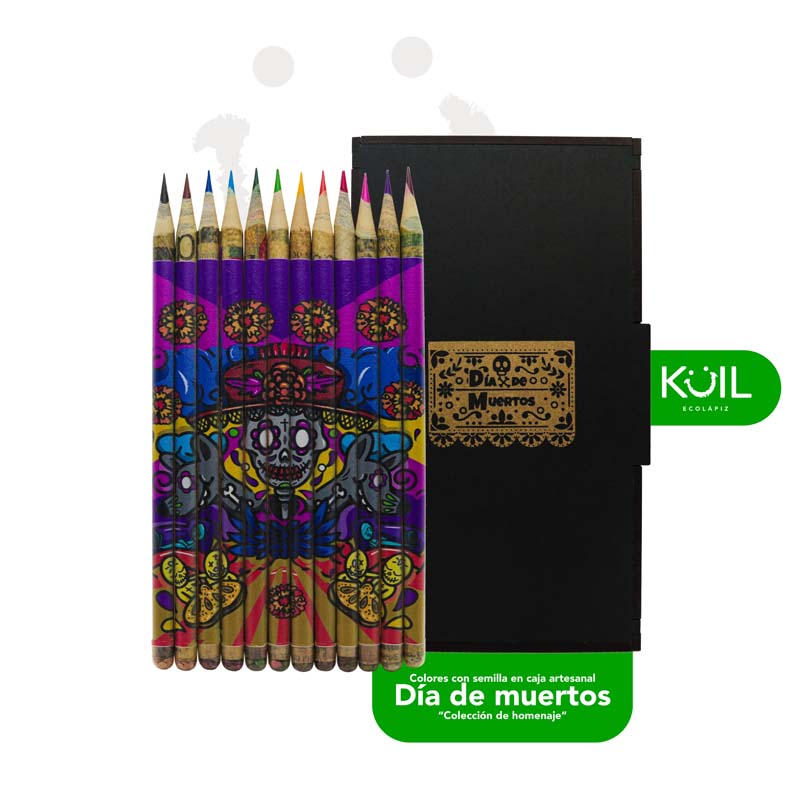 Colección de 12 colores ecológicos, acuarelables, edición Día de muertos