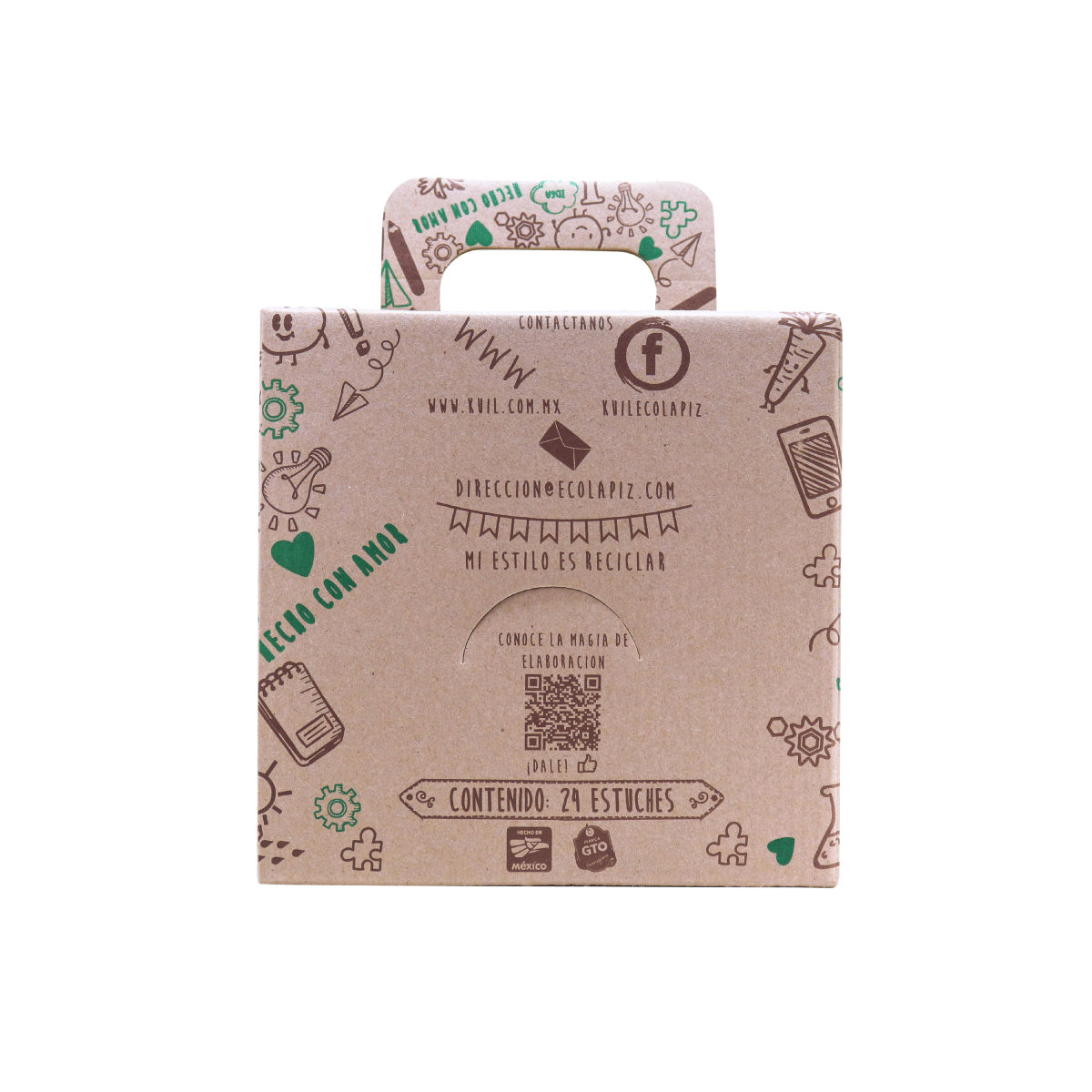 7. Caja Lonchera de 24 cajitas de lápices ecológicos con BORRADOR