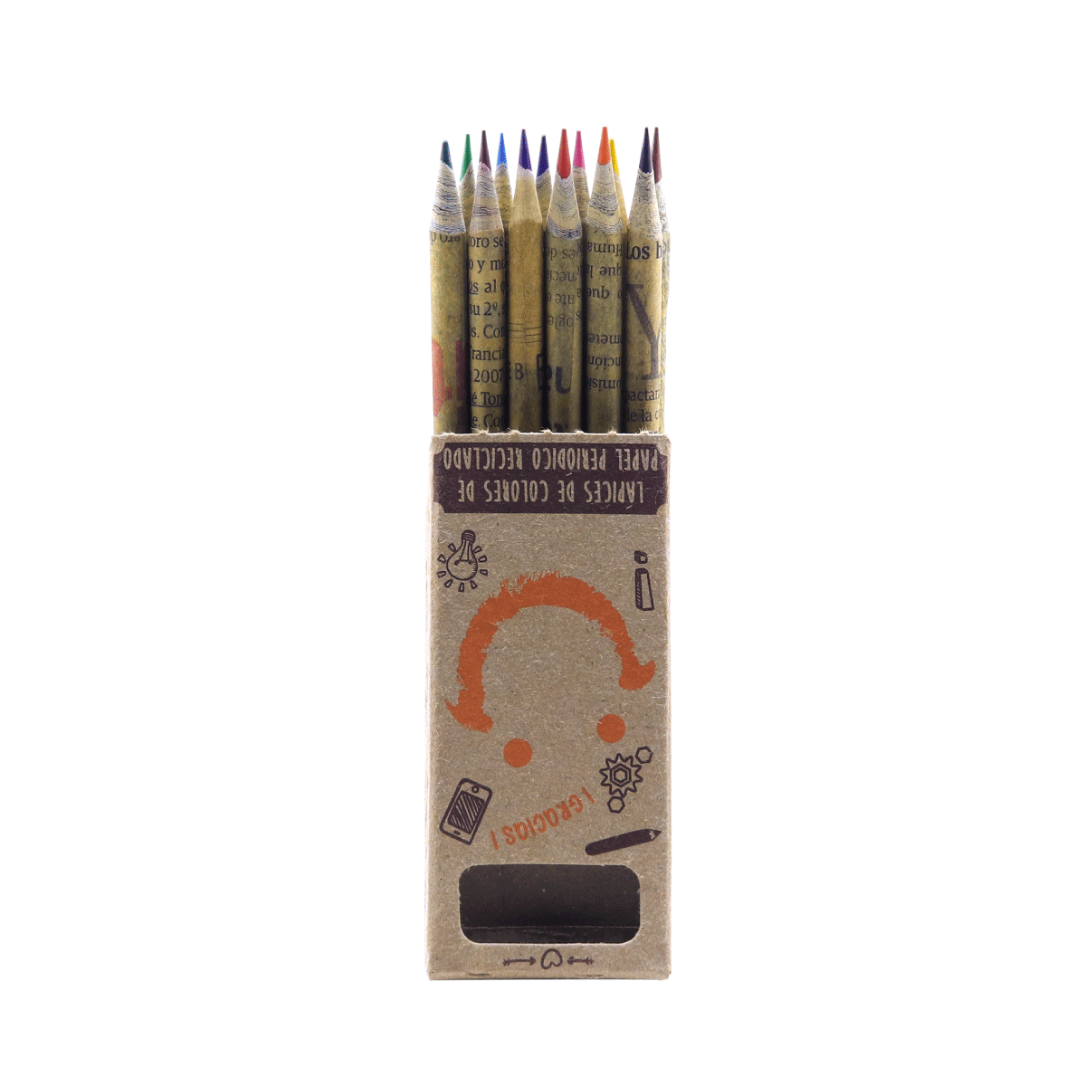 2. Cajita de 12 COLORES de periódico reciclado