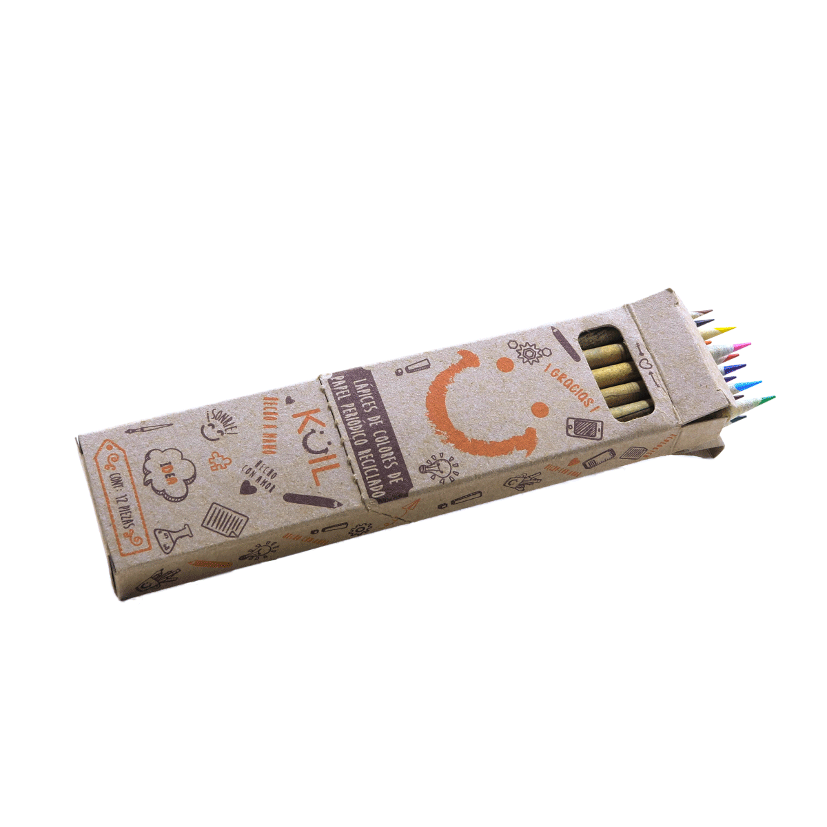 2. Cajita de 12 COLORES de periódico reciclado