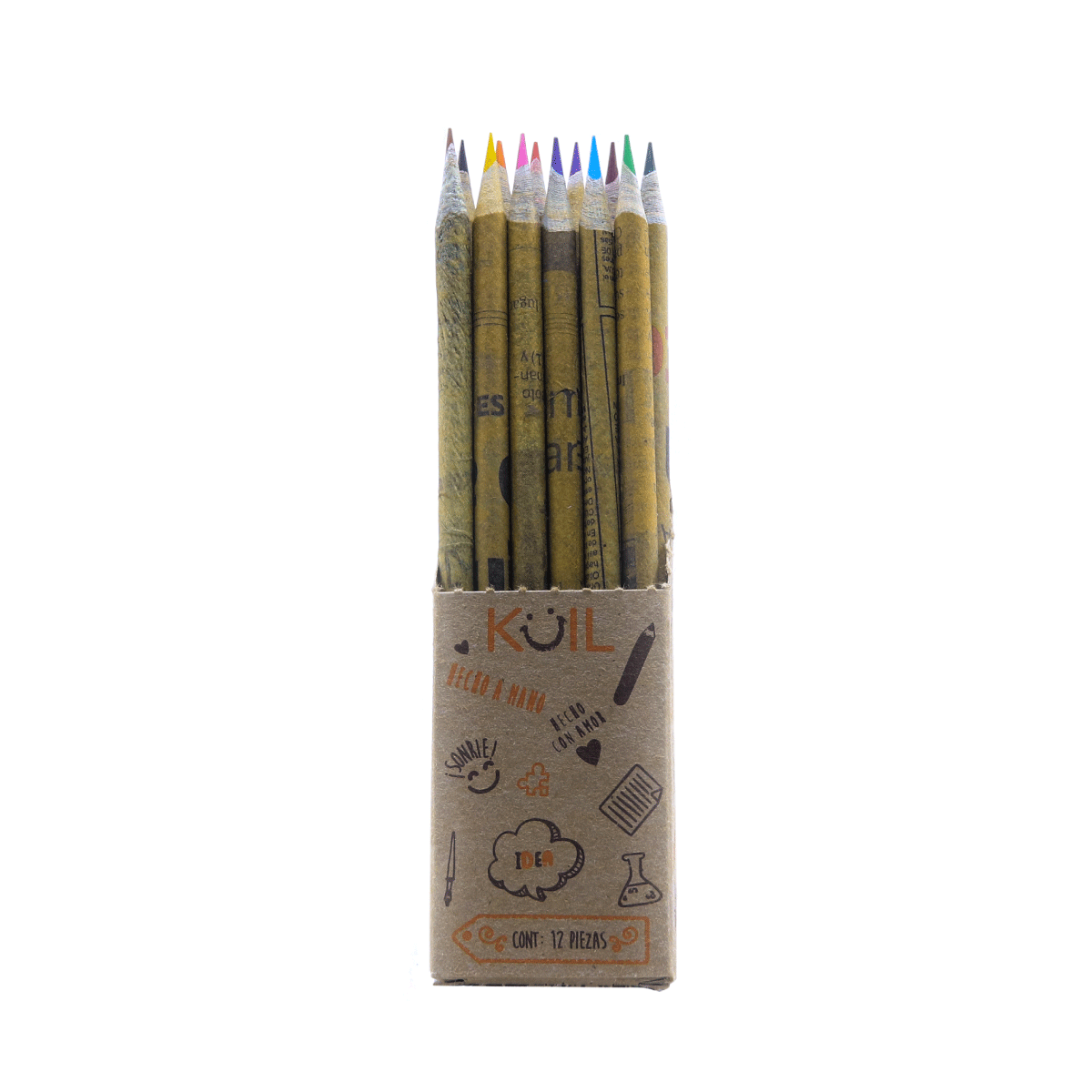 2. Cajita de 12 COLORES de periódico reciclado