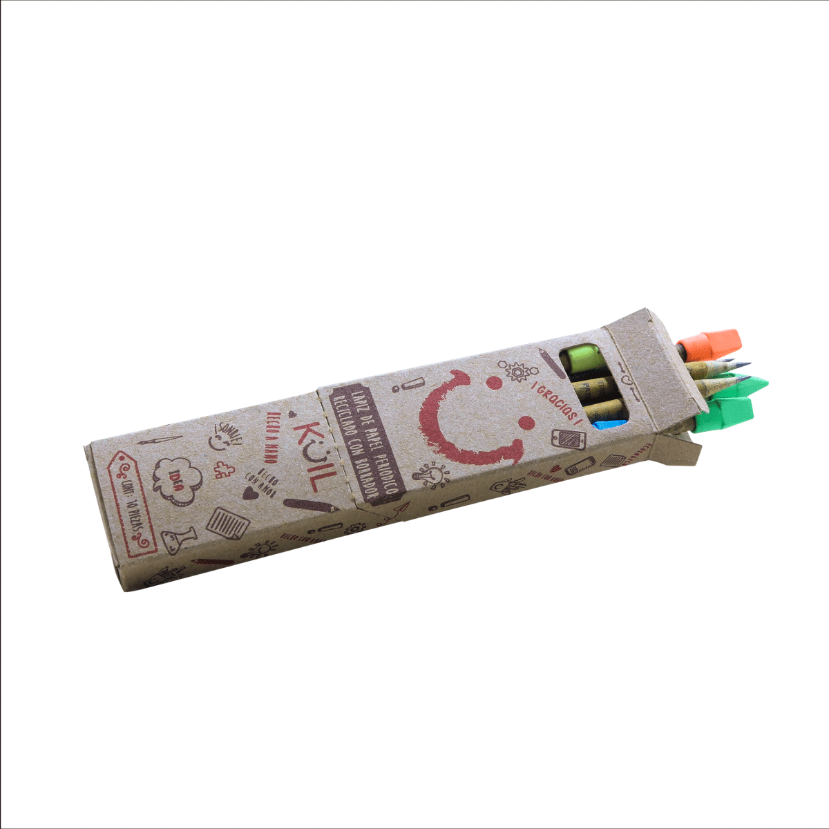 3. Cajita de 10 lápices ecológicos con BORRADOR