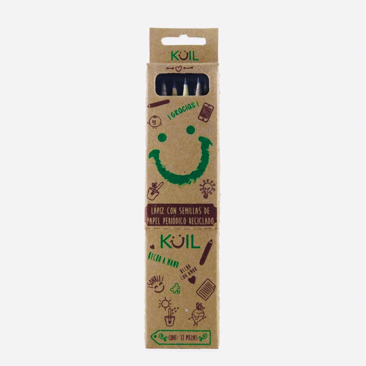 1. Cajita de 12 lápices ecológicos con SEMILLA