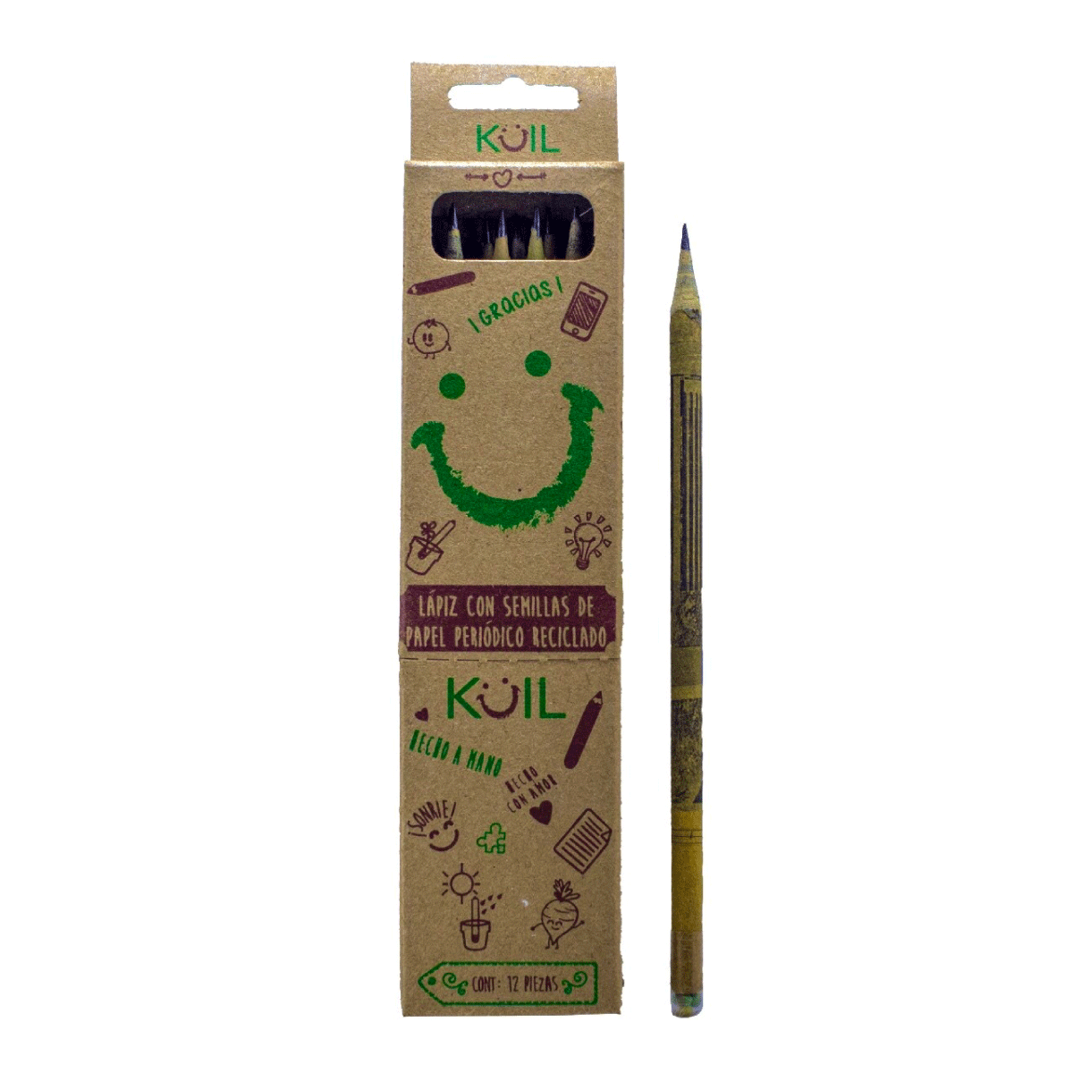 1. Cajita de 12 lápices ecológicos con SEMILLA
